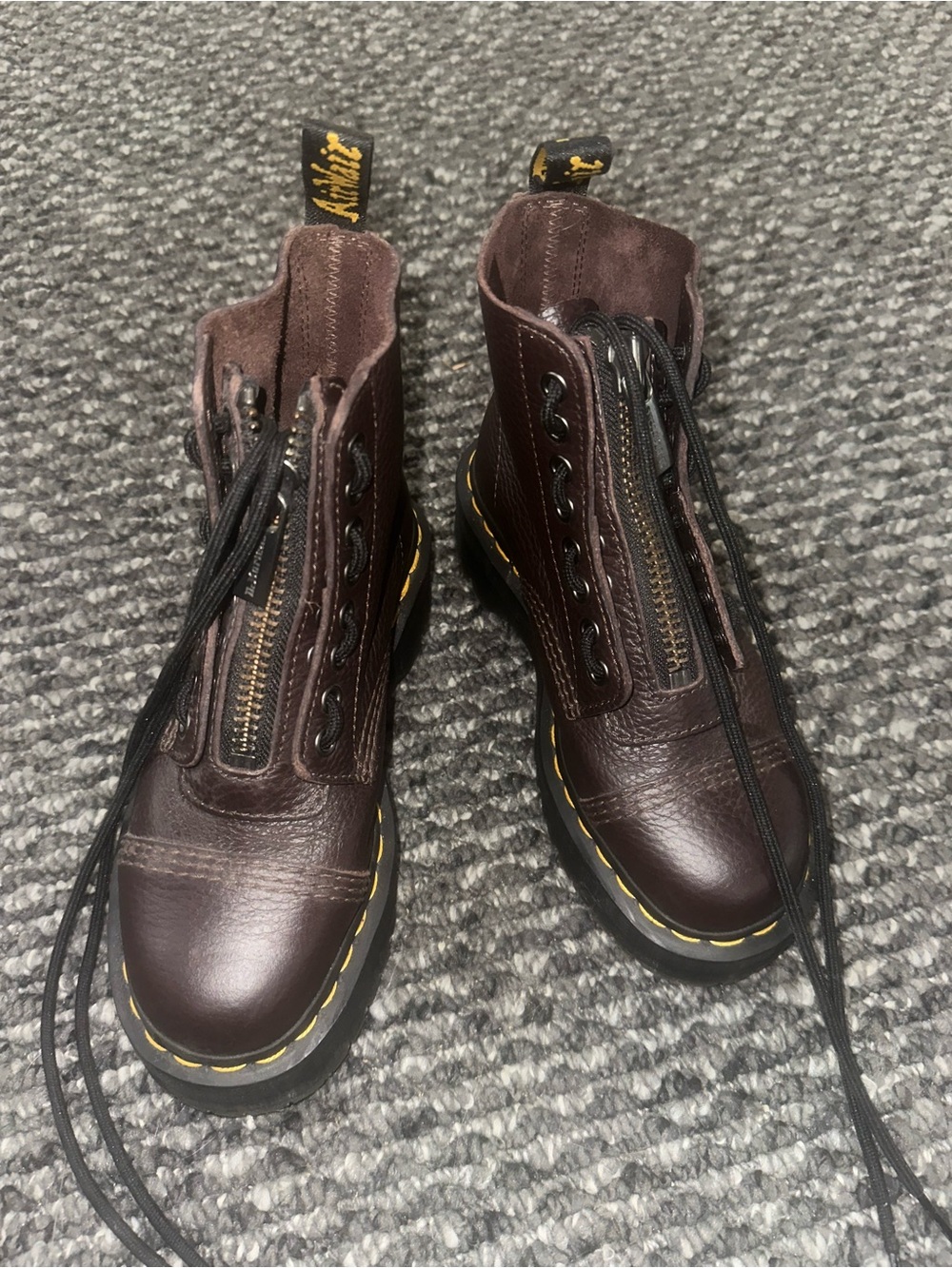 Dr. Martens Dark Brown Leather Zip & Lace Combat Boots